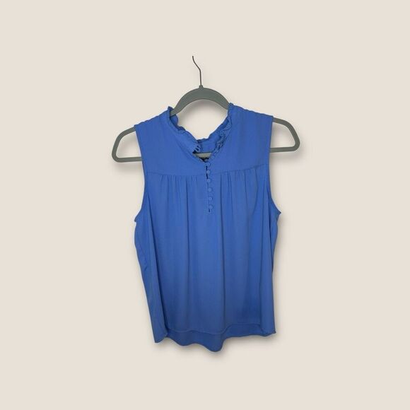 J.Crew Sleeveless Button-Front Ruffleneck Popover Tank Size Small - Picture 2 of 5